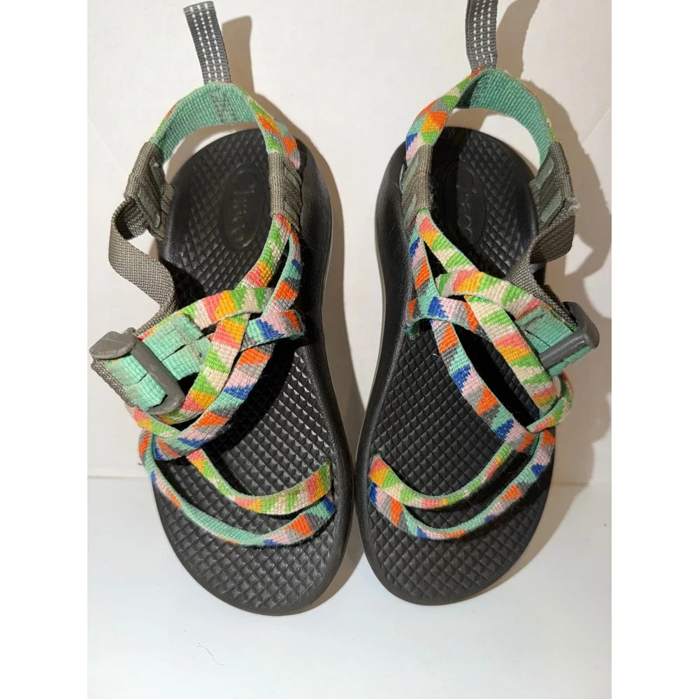 Chaco Z1 Ecotread Kids Sandals Size 12 Multi Color Geometric Straps Hiking Shoes